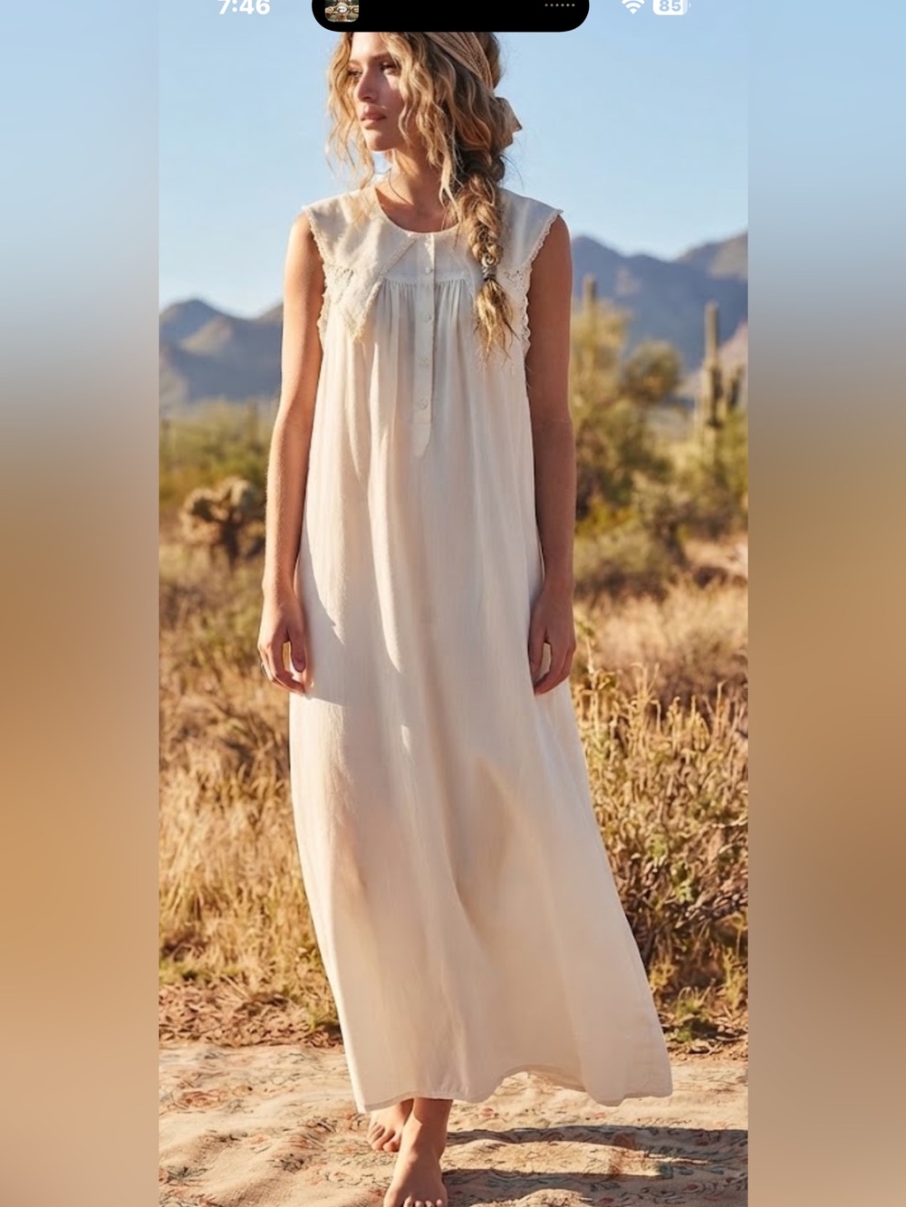 Vintage Brandywine White Lace Peter Pan Collar “Granny” Nightgown